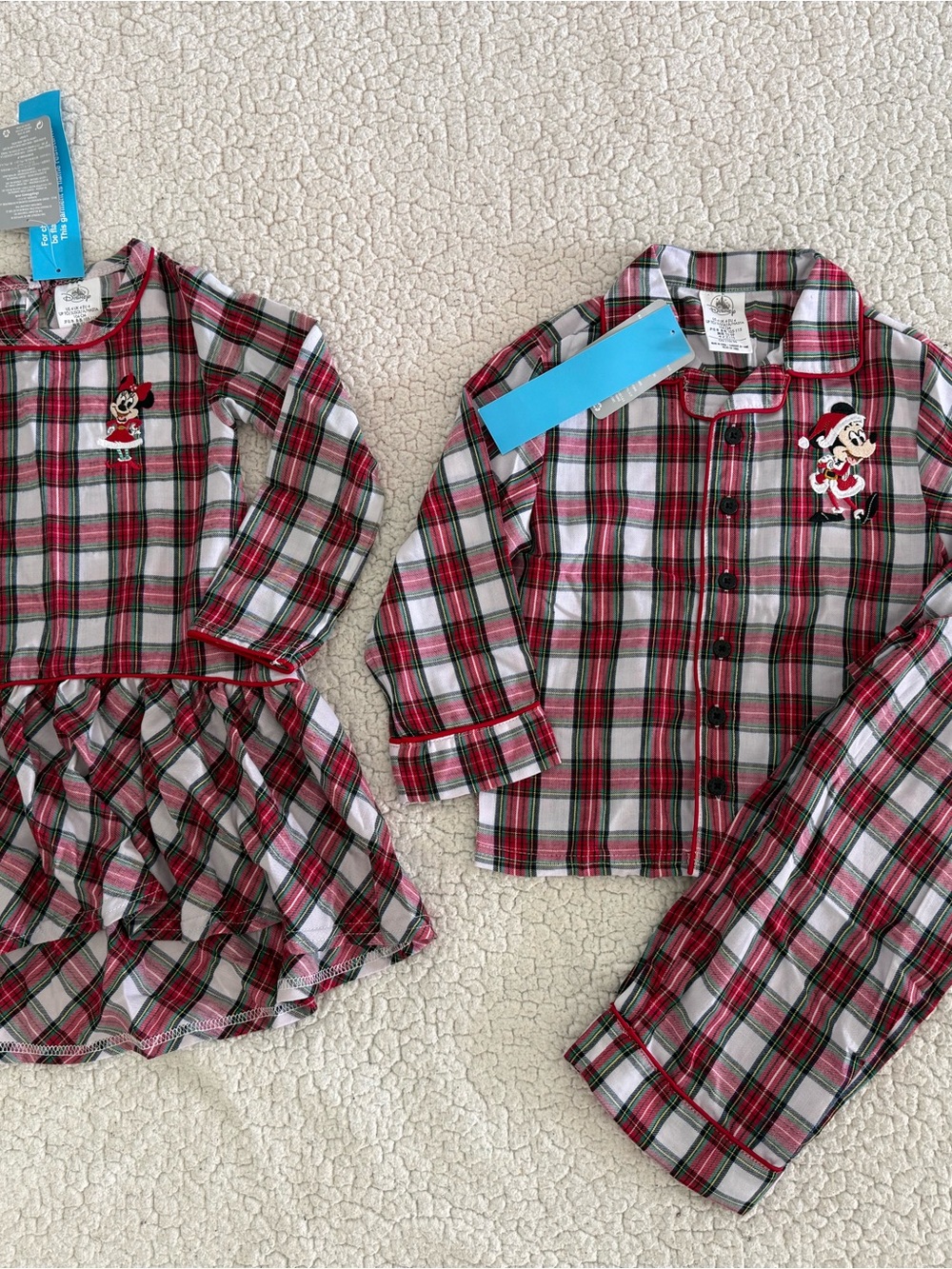 New boys girls Disney sz 4 Plaid Minnie Mouse Kids Pajama Set Twins